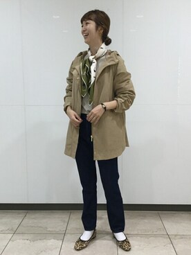 「human woman（ヒューマンウーマン）のアイテム（デニムパンツ）」を使った、mayuさん（レディース・162cm）の秋コーディネート