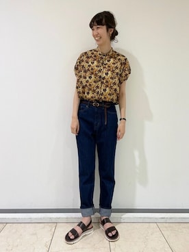 「human woman（ヒューマンウーマン）のアイテム（デニムパンツ）」を使った、mayuさん（レディース・162cm）の夏コーディネート