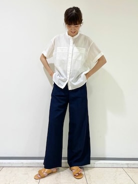 「human woman（ヒューマンウーマン）の◆ファインドビーローンブラウス（シャツ/ブラウス）」を使った、mayuさん（レディース・162cm）の夏コーディネート