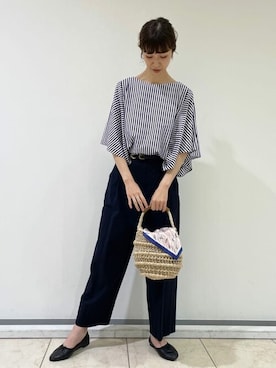 「フレンチカジュアル」｜「アイテム（バレエシューズ）」を使った、mayuさん（レディース・162cm）の夏コーディネート