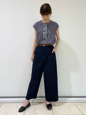 「フレンチカジュアル」｜「アイテム（バレエシューズ）」を使った、mayuさん（レディース・162cm）の夏コーディネート