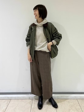 「human woman（ヒューマンウーマン）の◆オリジナルショートブーツ（ブーツ）」を使った、mayuさん（レディース・162cm）の秋コーディネート