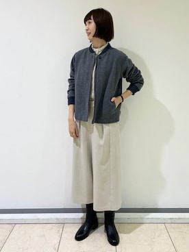 「キュロット」｜「アイテム（ブルゾン）」を使った、mayuさん（レディース・162cm）の秋コーディネート