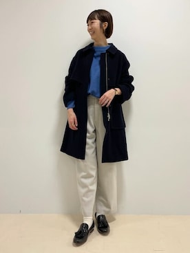 「リラックス」｜「アイテム（ステンカラーコート）」を使った、mayuさん（レディース・162cm）の冬コーディネート