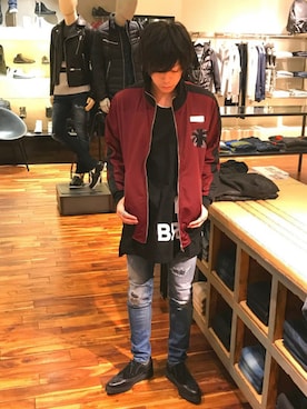 「DIESEL（ディーゼル）のアイテム（ドレスシューズ）」を使った、uekenさん（メンズ・169cm）の冬コーディネート