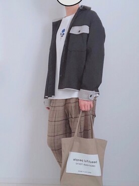 「SOYOUS（ソユーズ）のアイテム（パンツ）」を使った、Reiyaさん（メンズ・174cm）の春コーディネート