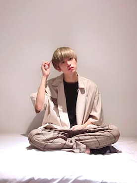 「SOYOUS（ソユーズ）のアイテム（パンツ）」を使った、Reiyaさん（メンズ・174cm）の夏コーディネート