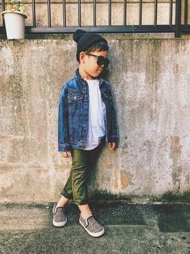 「カーキパンツ」｜rrrr.さん（キッズ・110cm）の秋コーディネート