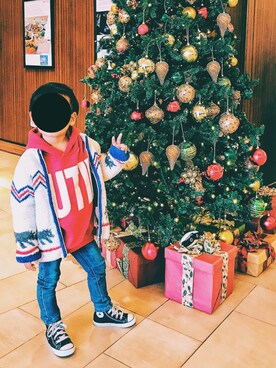 「冬」｜「アイテム（その他アウター）」を使った、rrrr.さん（キッズ・110cm）の冬コーディネート