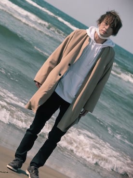 「WEGO（ウィゴー）のアイテム（トレンチコート）」を使った、ましましさん（メンズ・182cm）の秋コーディネート