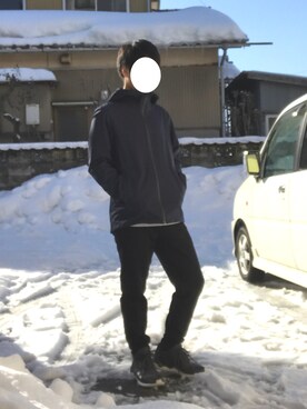 「ナイロンパーカー」｜「アイテム（スラックス）」を使った、スギさん（メンズ・163cm）の冬コーディネート