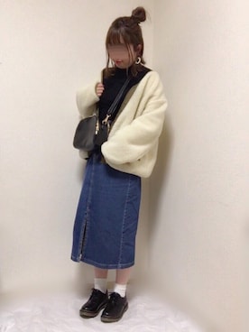 「UNIQLO（ユニクロ）のエクストラファインメリノリブタートルネックセーター（長袖）（ニット/セーター）」を使った、はる☻さん（レディース・162cm）の冬コーディネート