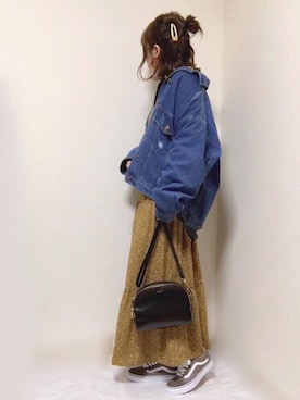 「frames RAY CASSIN（フレームスレイカズン）のアイテム（デニムジャケット）」を使った、はる☻さん（レディース・162cm）の冬コーディネート
