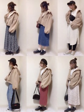 「ワッフル」｜「アイテム（マウンテンパーカー）」を使った、はる☻さん（レディース・162cm）の春コーディネート