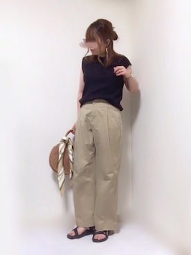「ワッフル」｜「アイテム（チノパンツ）」を使った、はる☻さん（レディース・163cm）の夏コーディネート