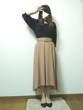 「ロンクスカート」｜「アイテム（パンプス）」を使った、chanaさん（レディース・152cm）の秋コーディネート