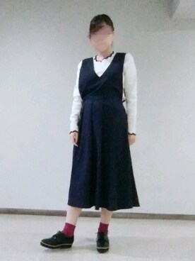 chanaさんの「タックプリーツジャンパースカート」を使ったコーディネート