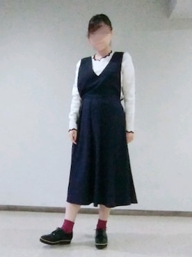 「archives（アルシーヴ）のアイテム（ジャンパースカート）」を使った、chanaさん（レディース・152cm）の秋コーディネート