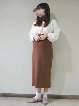 chanaさんの「WOMEN メリノブレンドリブスカート」を使ったコーディネート
