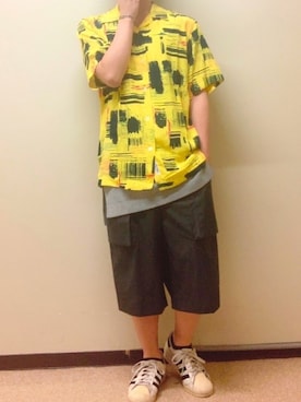 「黄色コーデ」｜「アイテム（パンツ）」を使った、ききさん（メンズ・165cm）の夏コーディネート
