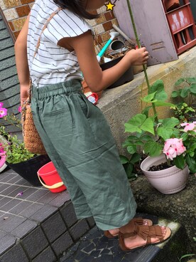 「HAKKA KIDS（ハッカキッズ）のアイテム（バッグ）」を使った、Ri♡Asmさん（キッズ・120cm）の夏コーディネート