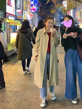 「アイラブCONVERSE」｜「アイテム（トレンチコート）」を使った、akaneさん（レディース・158cm）の秋コーディネート