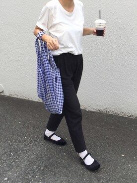 「SVEC（シュベック）のカンフーシューズ kung fu Shoes / ストラップパンプス（バレエシューズ）」を使った、akaneさん（レディース・158cm）の夏コーディネート