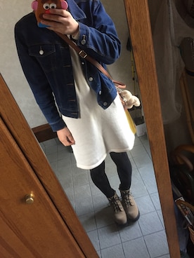 「バレンタインデートスタイル」｜「アイテム（デニムジャケット）」を使った、マッシュさん（レディース・163cm）の冬コーディネート