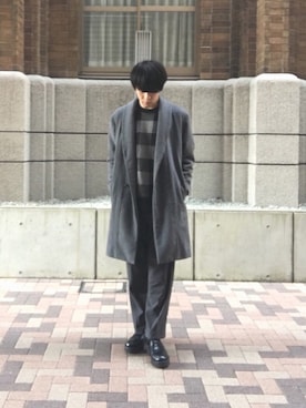 「グレーコーデ」｜「アイテム（その他アウター）」を使った、KNCさん（メンズ・176cm）の冬コーディネート