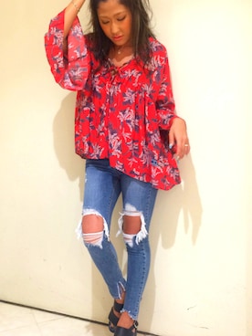 「ROGER AND RAW（ロジャーアンドロウ）のアイテム」を使った、ROGER AND RAW STAFFさん（レディース・160cm）の夏コーディネート