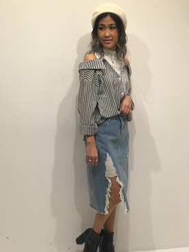 「#オフショル」｜ROGER AND RAW STAFFさん（レディース・160cm）の春コーディネート