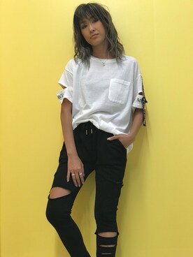 「ROGER AND RAW（ロジャーアンドロウ）のアイテム」を使った、ROGER AND RAW STAFFさん（レディース・160cm）の夏コーディネート