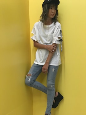 「ROGER AND RAW（ロジャーアンドロウ）のアイテム」を使った、ROGER AND RAW STAFFさん（レディース・160cm）の夏コーディネート