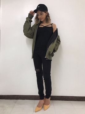 「GGD（ジージーディー）のアイテム（ジャケット/アウター）」を使った、ROGER AND RAW STAFFさん（レディース・152cm）の秋コーディネート