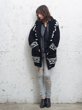 「＃カーディガン」｜「アイテム（パンツ）」を使った、ROGER AND RAW STAFFさん（レディース・160cm）の冬コーディネート