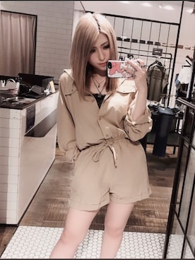 「アイテム（つなぎ/オールインワン、ベージュ系）」を使った、ROGER AND RAW STAFFさん（レディース・160cm）の夏コーディネート