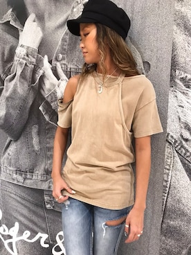 「ROGER AND RAW（ロジャーアンドロウ）のアイテム」を使った、ROGER AND RAW STAFFさん（レディース・160cm）の夏コーディネート