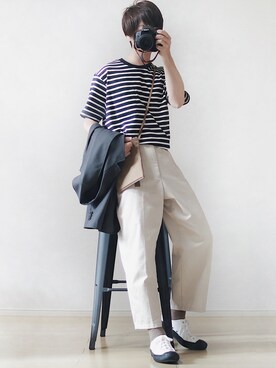 「TIGORA（ティゴラ）のアイテム（トップス）」を使った、あくてぃーさん（メンズ・171cm）の春コーディネート