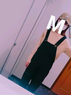 「NANO universe（ナノユニバース）のアイテム（サロペット/オーバーオール）」を使った、miruuuuさん（レディース・164cm）の春コーディネート