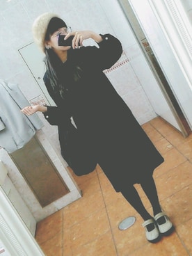 「同窓会」｜「アイテム（ハンチング/ベレー帽）」を使った、hinoaさん（レディース・153cm）の冬コーディネート