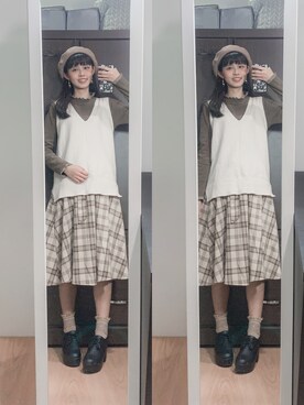 「nice claup」｜「アイテム（帽子）」を使った、Lu🇹🇼さん（レディース・162cm）の冬コーディネート