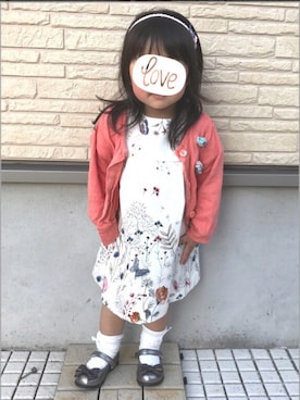 「春先取りコーデ」｜「アイテム（ワンピース/ドレス）」を使った、minさん（キッズ・90cm）の冬コーディネート