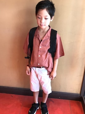 「ARCH & LINE（アーチアンドライン）のアイテム（バッグ）」を使った、minさん（キッズ・110cm）の夏コーディネート