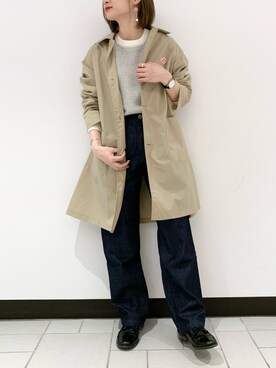 「春ニット」｜「アイテム（ステンカラーコート）」を使った、yamaさん（レディース・155cm）の冬コーディネート