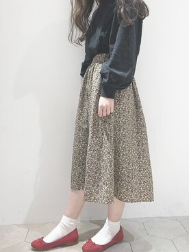 sayoさんの「・花柄ロングギャザースカート ●＊」を使ったコーディネート
