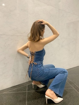 「Denim」｜「アイテム（オールインワン・サロペット）」を使った、nanaさん（レディース・162cm）の夏コーディネート