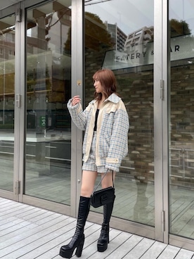 「厚底」｜「アイテム（その他アウター）」を使った、nanaさん（レディース・162cm）の秋コーディネート