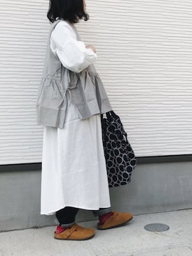 「YAECA」｜「アイテム（ワンピース/ドレス）」を使った、hazukiさん（レディース・160cm）の春コーディネート