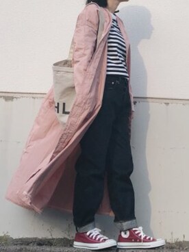 「YAECA」｜「アイテム（シャツワンピース）」を使った、hazukiさん（レディース・160cm）の春コーディネート