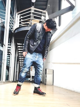 「G-STAR RAW（ジースターロゥ）のアイテム（その他アウター）」を使った、无疑潇洒さん（メンズ・178cm）の冬コーディネート